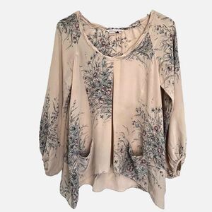 Rebecca Taylor Silk Floral Puff Sleeve Blouse 2